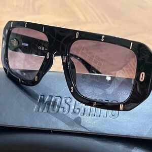 Moschino Black Gold Logo Sunglasses
